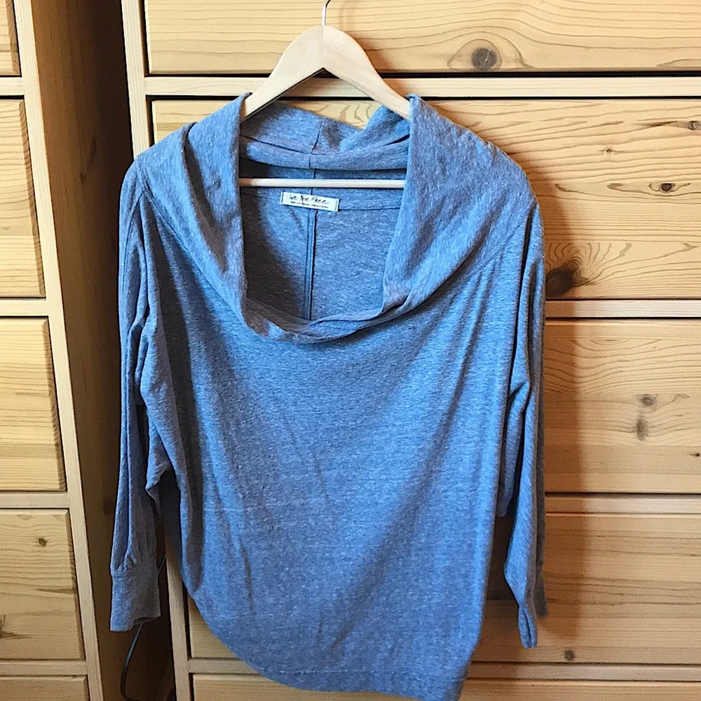 Free People We The Free Sequoia Pullover Top Marled Wide Neck Size Small